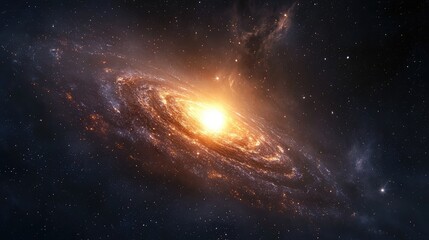 Fototapeta premium Beautiful galaxy with bright core and swirling stars, showcasing the vastness and mystery of outer space.