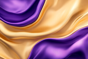 Obraz premium Abstract background with flowing purple and gold fabric.