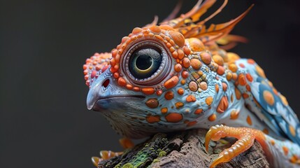 Fototapeta premium Closeup of a Colorful Fantasy Lizard with Beak and Claws