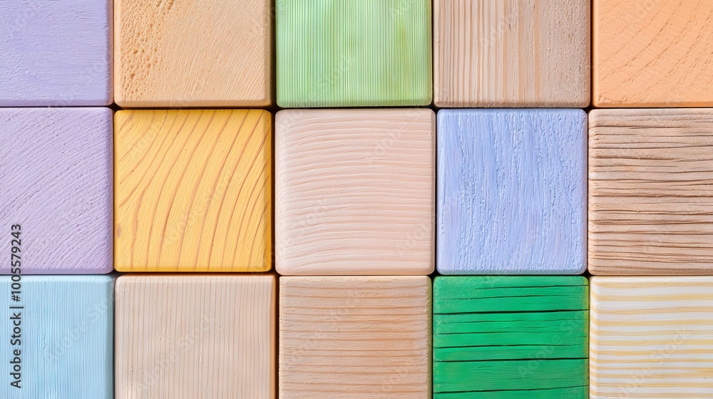 Poster stack of abstract colorful wood texture on a wall for background, textured wood with an aged art arc
