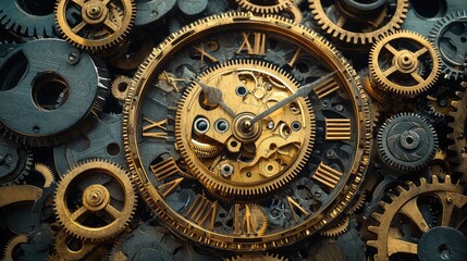 Close-up of intricate clock gears and mechanisms, showcasing the beauty of vintage timepieces and their craftsmanship.