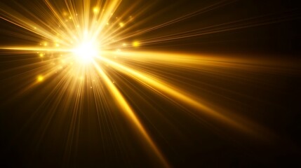 Abstract background with a bright golden light burst and glowing particles.