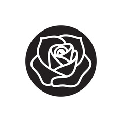 black rose icon on white background