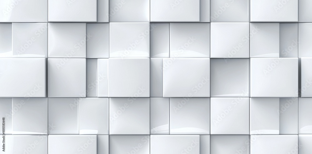 Poster a pattern of randomly positioned and scaled white cube boxes for wallpaper and banners