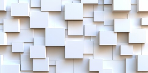 Obraz premium Block background wallpaper banner geometry pattern with random positioned and scaled white cube boxes