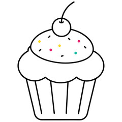 Vibrant Vector Artwork Showcasing a Frosted Cupcake with a Rainbow of Sprinkles and Frosting





