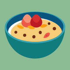 A Bowl of Oatmeal Topped with Creamy Peanut Butter Vector Illustration Energizing Start to Your Day
