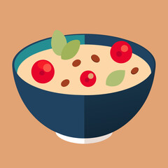 A Bowl of Oatmeal Topped with Fresh Berries Vector Illustration Delightful Breakfast Idea
