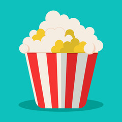 A Bowl of Fluffy Popcorn Surrounded by Colorful Vector Illustrations of Snacks
