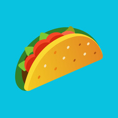 Eye Catching Vector Illustration of a Taco Overflowing with Colorful Fillings
