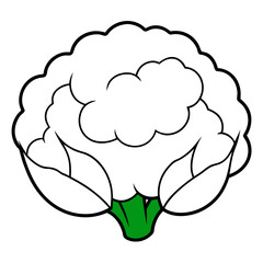 Vibrant Vector Illustration of a Head of Cauliflower with Green Leaves for Graphic Design
