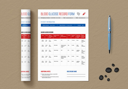 Blood Glucose Record Form Template