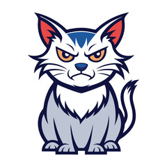 A angry cat face and angry cat vector illustration design with cartoon art and silhouette.