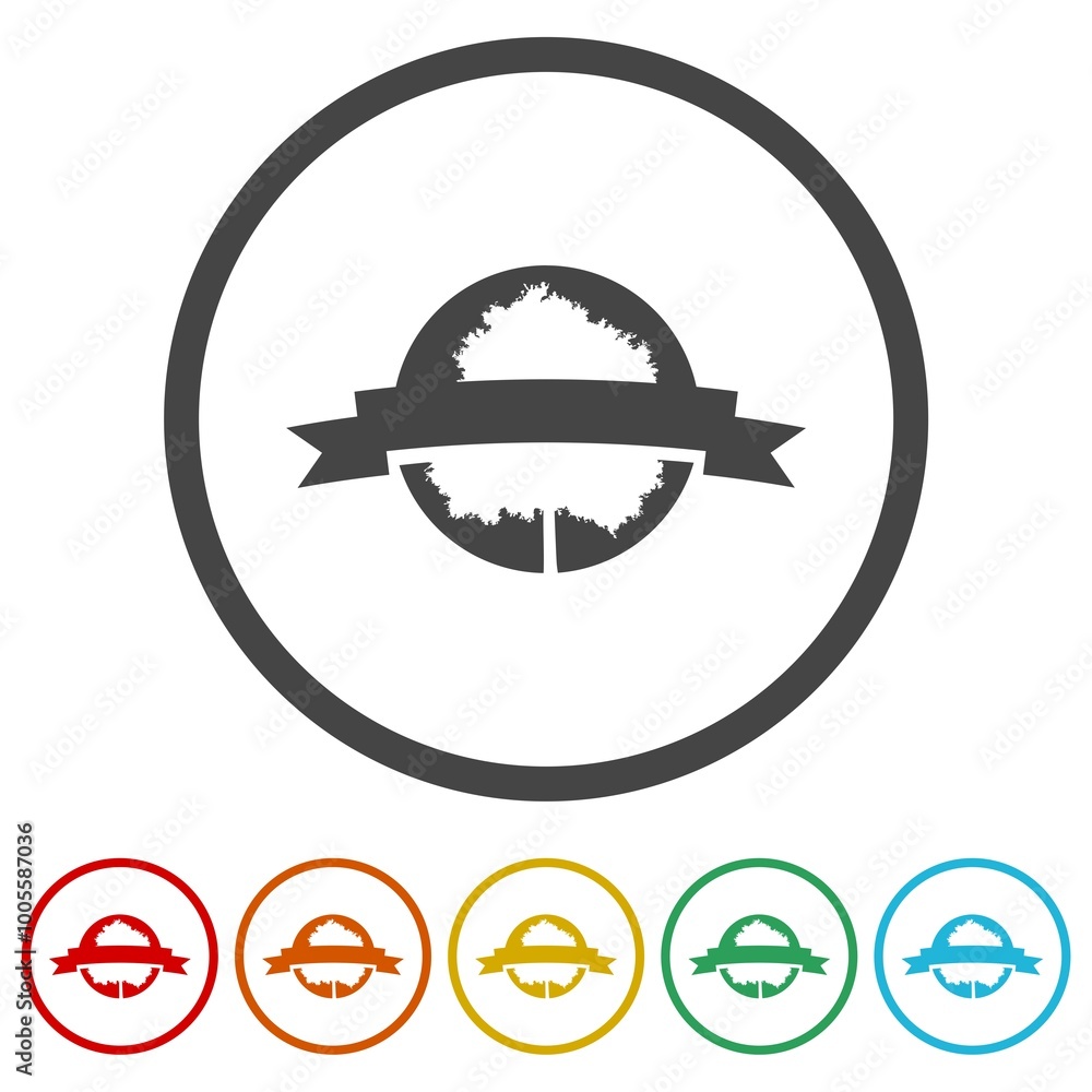 Poster tree logo template. set icons in color circle buttons
