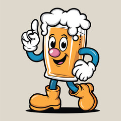 Beer mug vector design with silhouette and cartoon art.