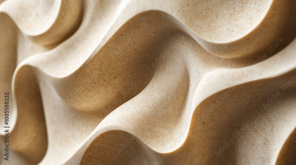 Poster abstract textured surface with flowing curves and waves in a neutral color.