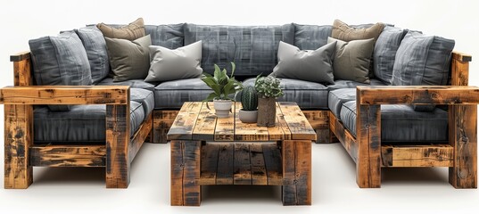 Stylish outdoor patio furniture set isolated on a clean white background for modern living spaces