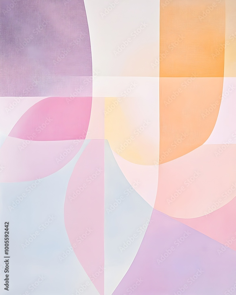Poster minimalist pastel abstract with geometric shapes in gentle gradients and layered pastel tones creati