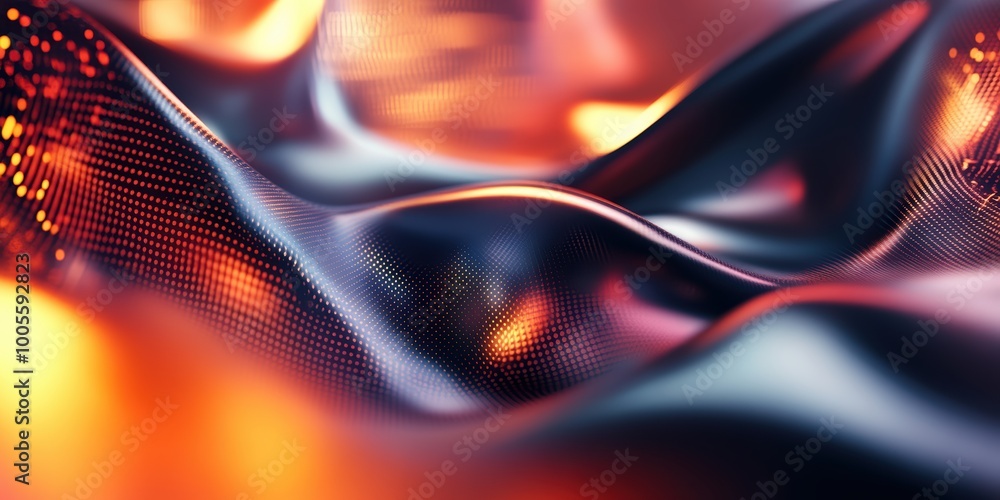 Poster Modern Digital Abstract 3D Background with Dynamic Data Points and Abstract Figures Symbolizing Productivity Growth in Business Sectors