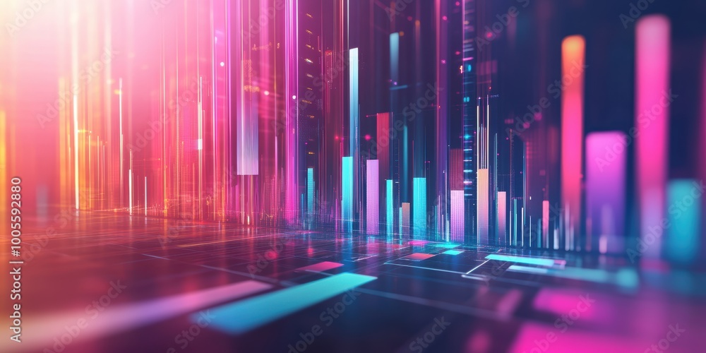 Poster modern digital abstract 3d background with dynamic charts and futuristic interfaces for business str