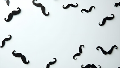 Black mustache icons scattered on light gray background, playful theme