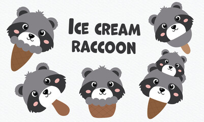 cute ice cream raccoon