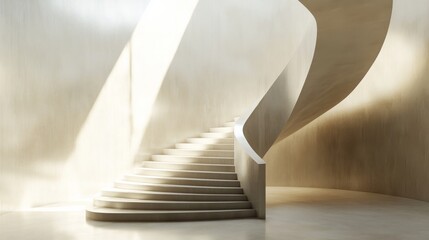 Naklejka premium Elegant spiral staircase with soft lighting, architectural design concept