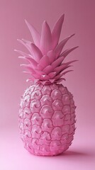 pink pineapple on pink background, modern art concept