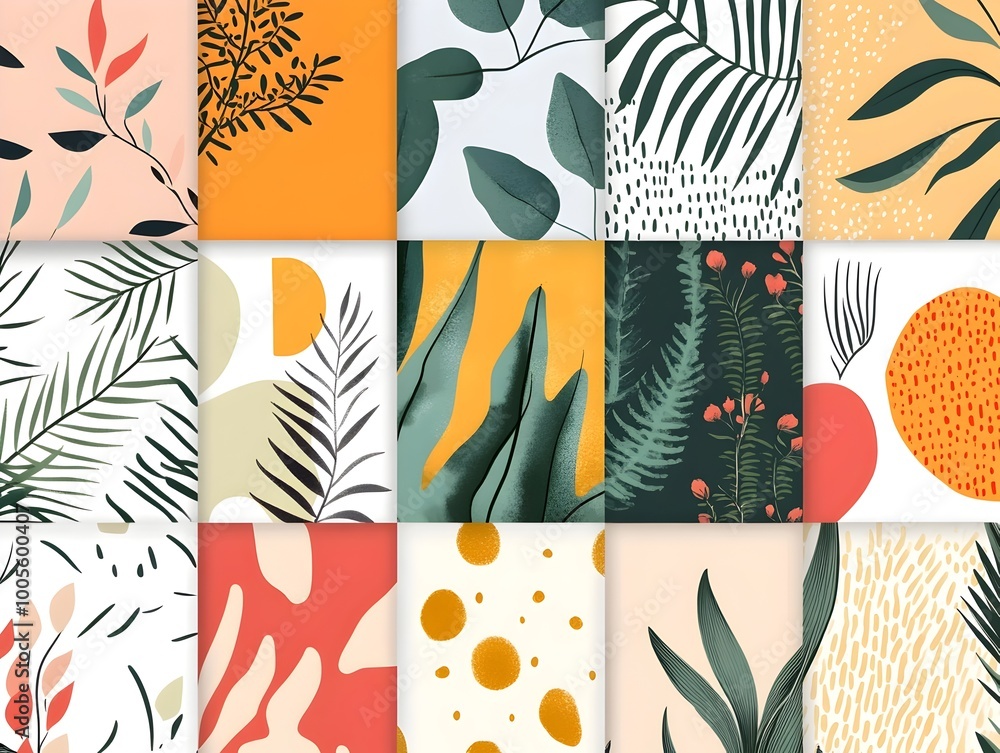 Poster visually striking abstract minimalist backgrounds featuring an assortment of decorative patterns vib