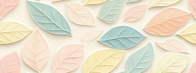 3D seamless pattern with embossed leaves