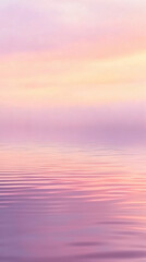 A vertical background of a serene sunset reflected on a still lake, in soft hues of peach and lavender with gentle ripples