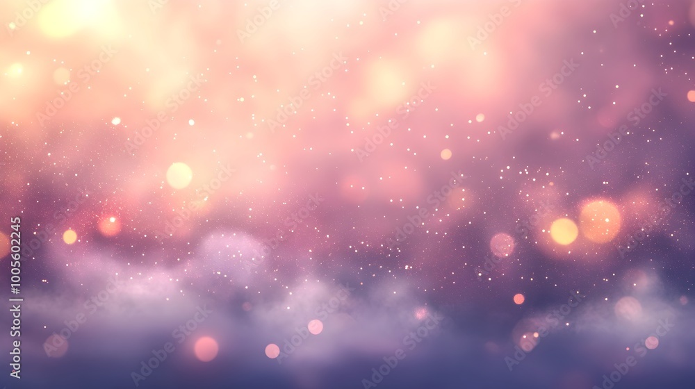 Poster dreamy pastel gradient backdrop with shimmering bokeh lights soft focus luminous orbs hazy atmospher