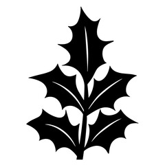 Christmas Simple Black holly flat icon