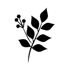 Christmas Simple Black holly flat icon