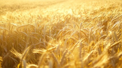 Golden wheat field bathed in sunlight.