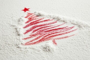 Christmas Background. Christmas tree drawn with white flour, White flour looks like snow.