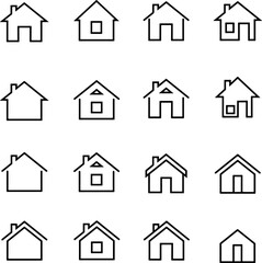 Pixel perfect icon set about home house sale rent sold insurance real estate mortgage. Icons flat vector illustrations isolated on white and transparent background	