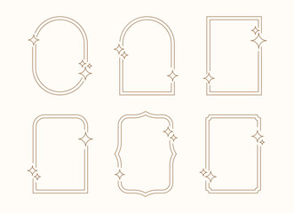 Boho frames with stars. Trendy geometric templates set.