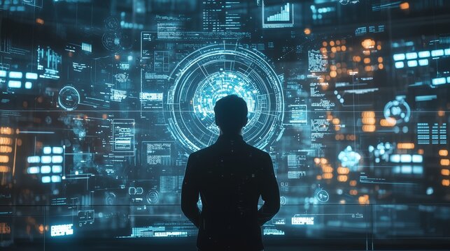 AI Holographic Projection Analyzing Financial Data