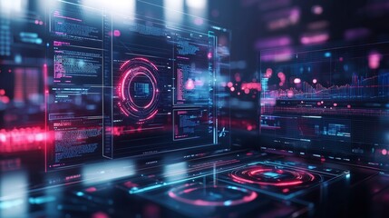 Obraz premium Holographic AI Financial Analysis Projection