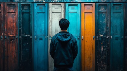 A person standing in front of a wall of closed doors, symbolizing the potential of their ideas being blocked by external forces