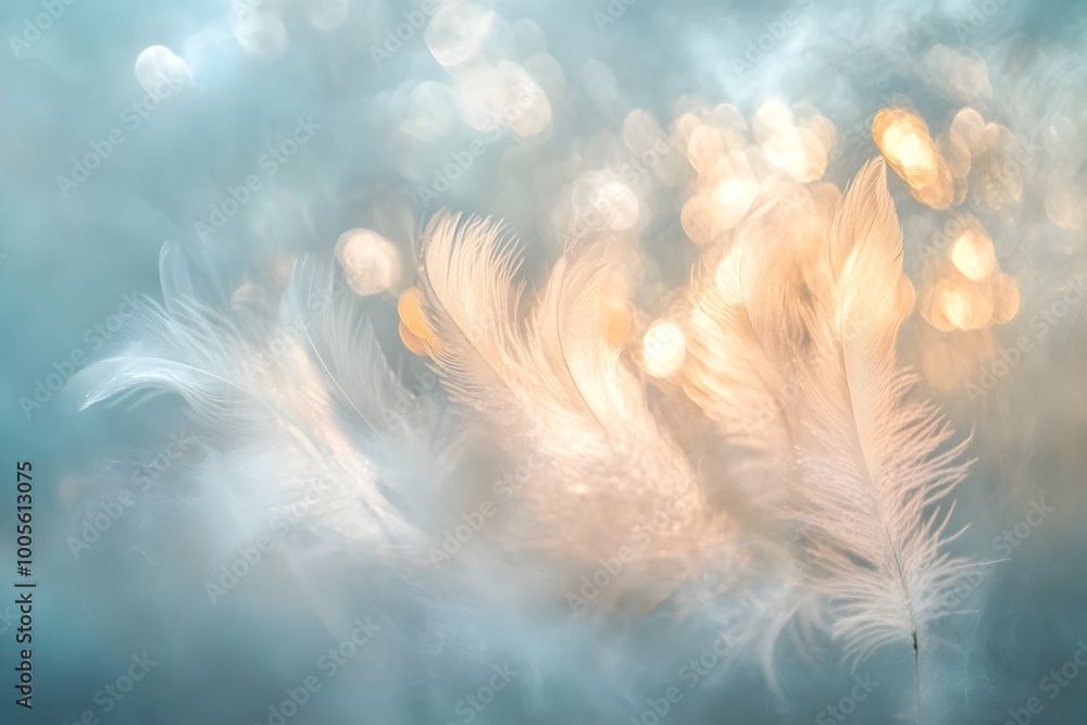Poster ethereal cloud formation with delicate feathery tendrils shimmering ambient lighting and diaphanous 