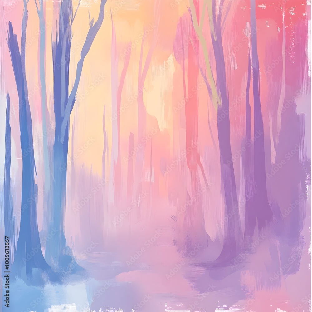 Poster Vibrant pastel gradient backdrop with dynamic and fluid brush strokes showcasing a whimsical and playful expressionist technique
