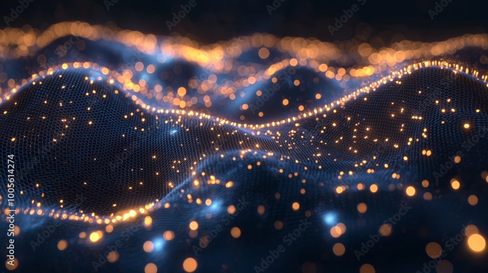 Poster glowing ai visualization of quantum computer representation