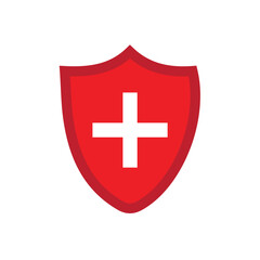 Protection of immunity graphic icon. Shield immune system concept. Protection health sign with white background.