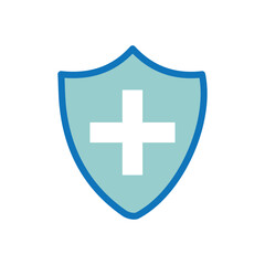 Protection of immunity graphic icon. Shield immune system concept. Protection health sign with white background.