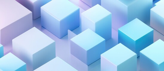Abstract Pastel Blue Cubes Pattern