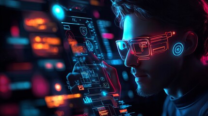 Futuristic AI Avatar with Digital Interface