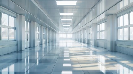 Obraz premium A large, empty room with white walls and floors