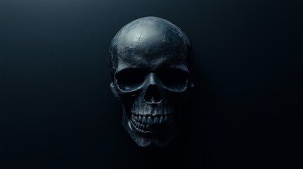 Minimalist Skull Outline on Black Background